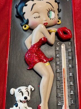 Vintage BETTY BOOP  "All This... & Brains Too"  Hanging Thermometer